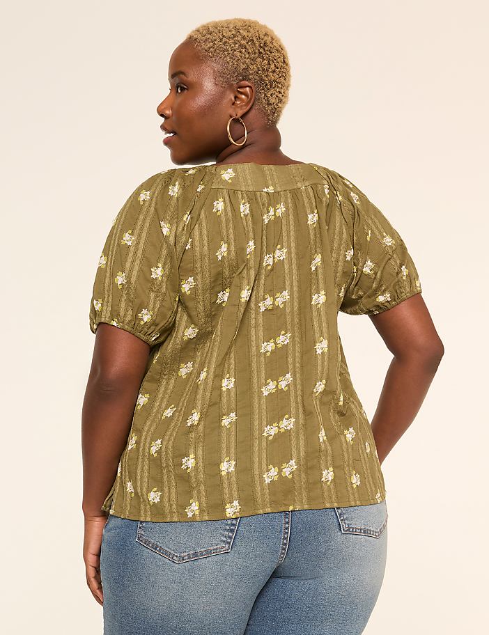 Square-Neck Popover Peasant Blouse