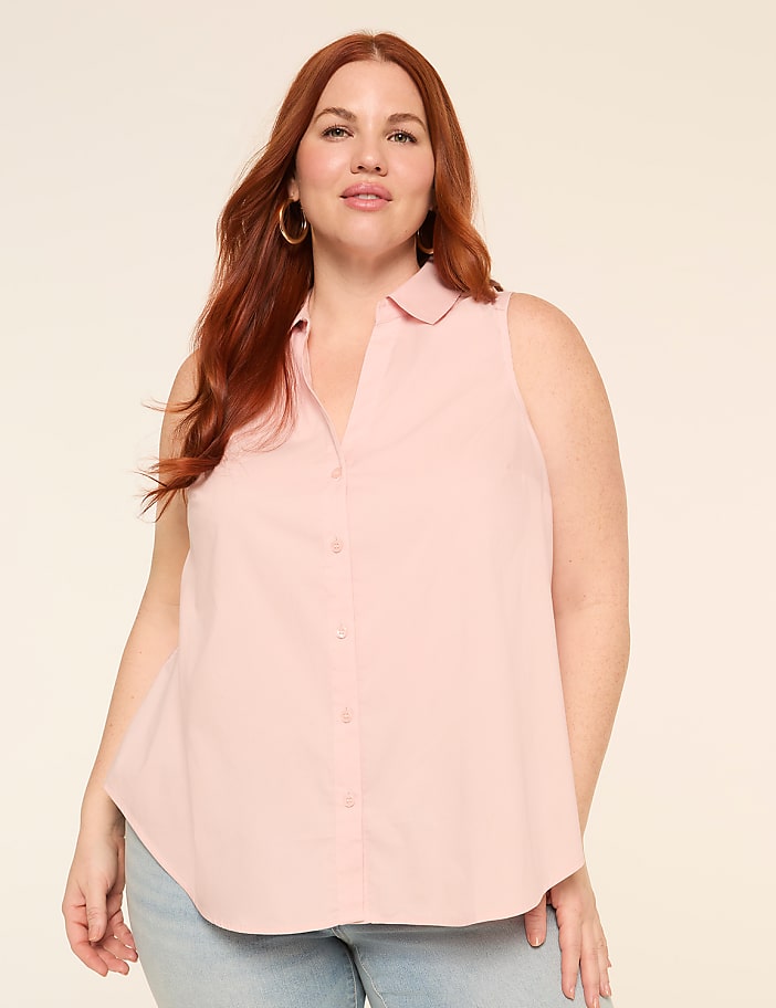 Collared Button-Front Tank