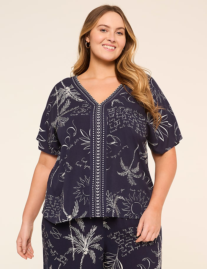Dolman-Sleeve V-Neck Top