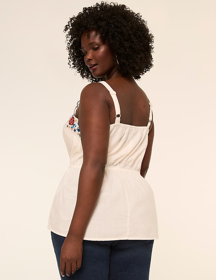 Embroidered V-Neck Tank