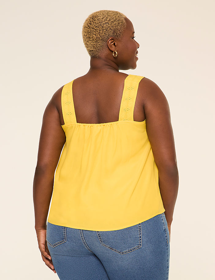 Eyelet-Trim Square-Neck Tank