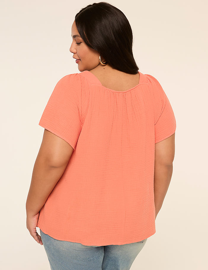 Flutter-Sleeve Square-Neck Gauze Top