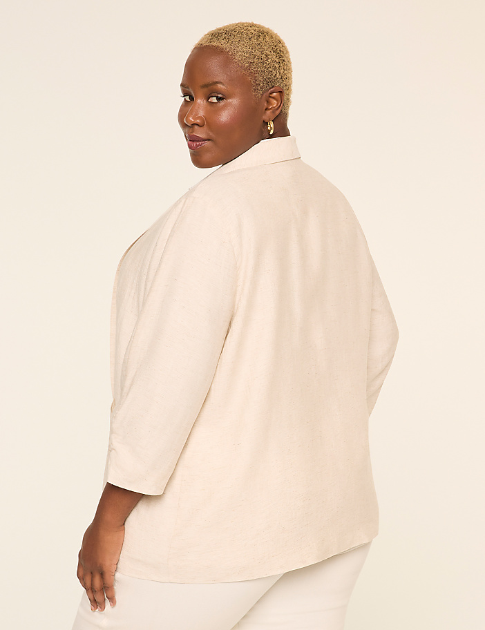 Linen-Blend Shawl-Collar Blazer