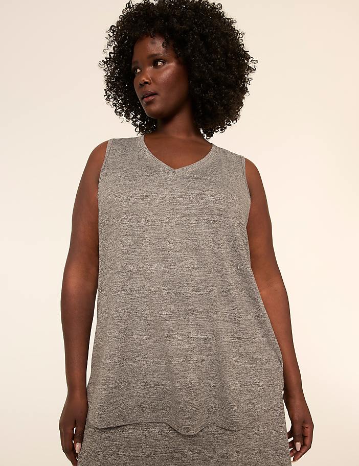 LIVI Soft Marled Ruched-Back Tank
