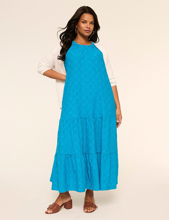 Halter Tie-Neck Tiered Maxi Dress