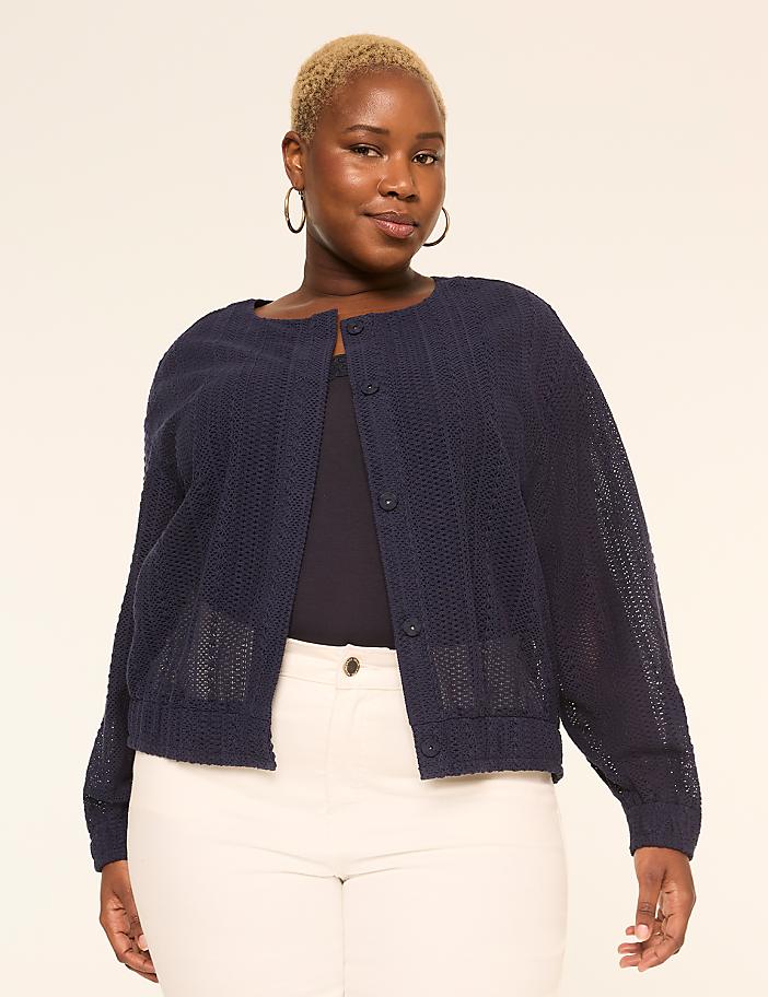 Eyelet Bomber Jacket