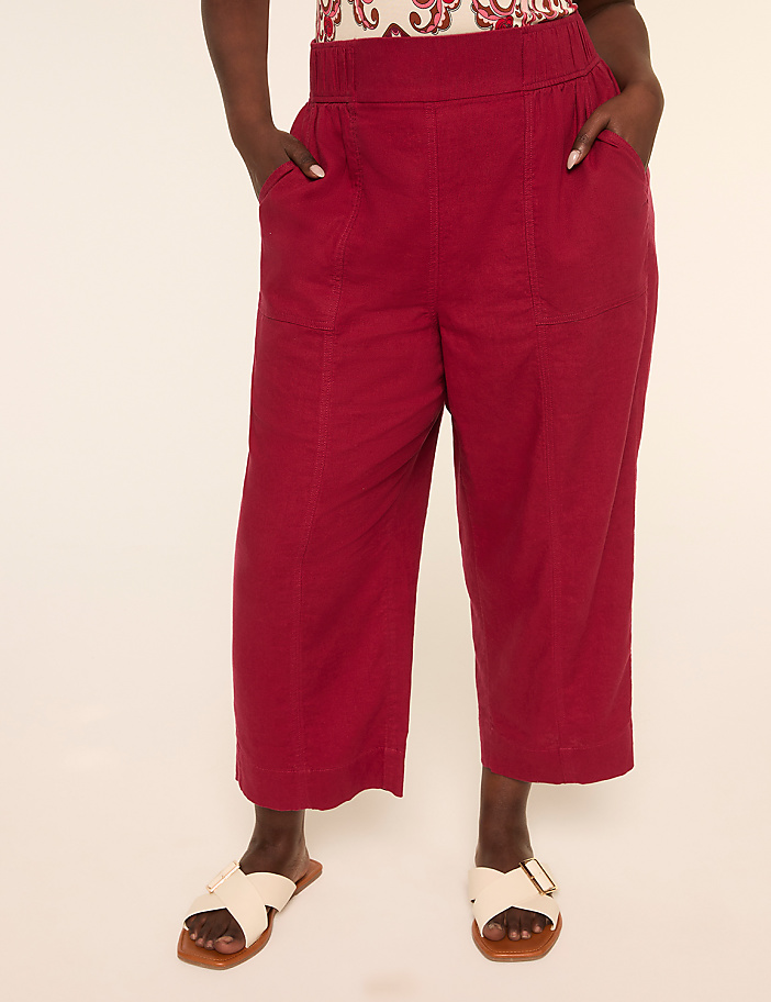 Linen-Blend Pull-On Straight Capri Pant