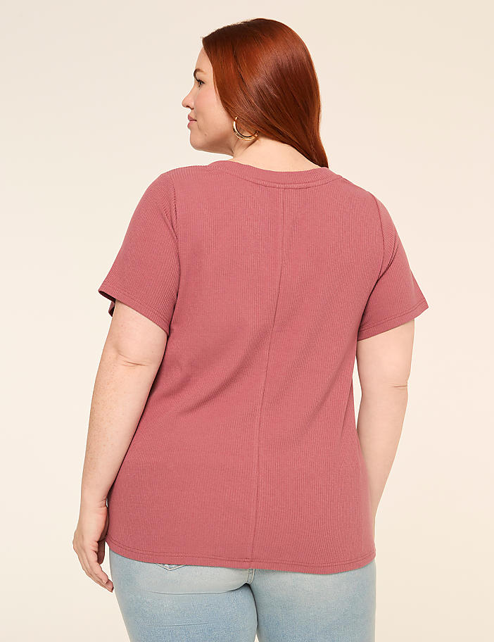 Short-Sleeve V-Notch Neck Top