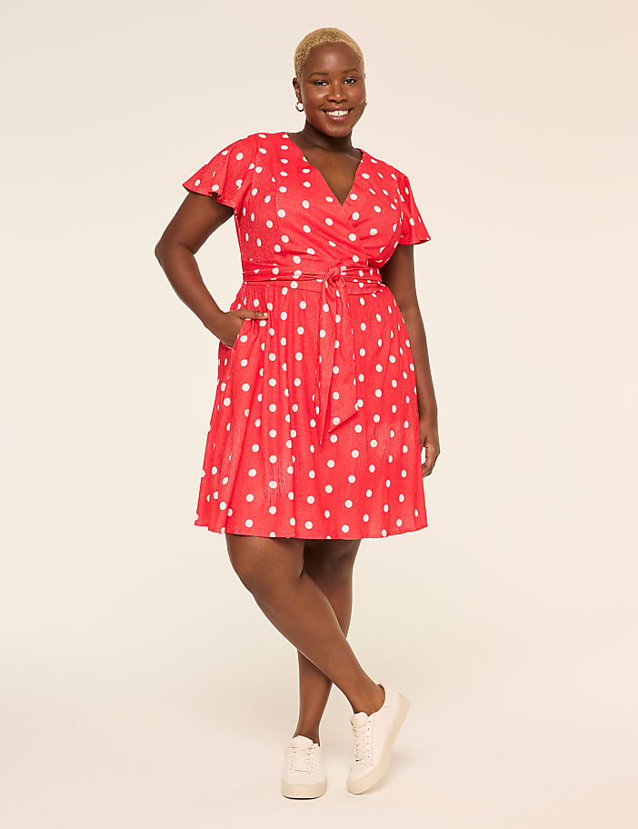 Lena Flutter-Sleeve Short Dress