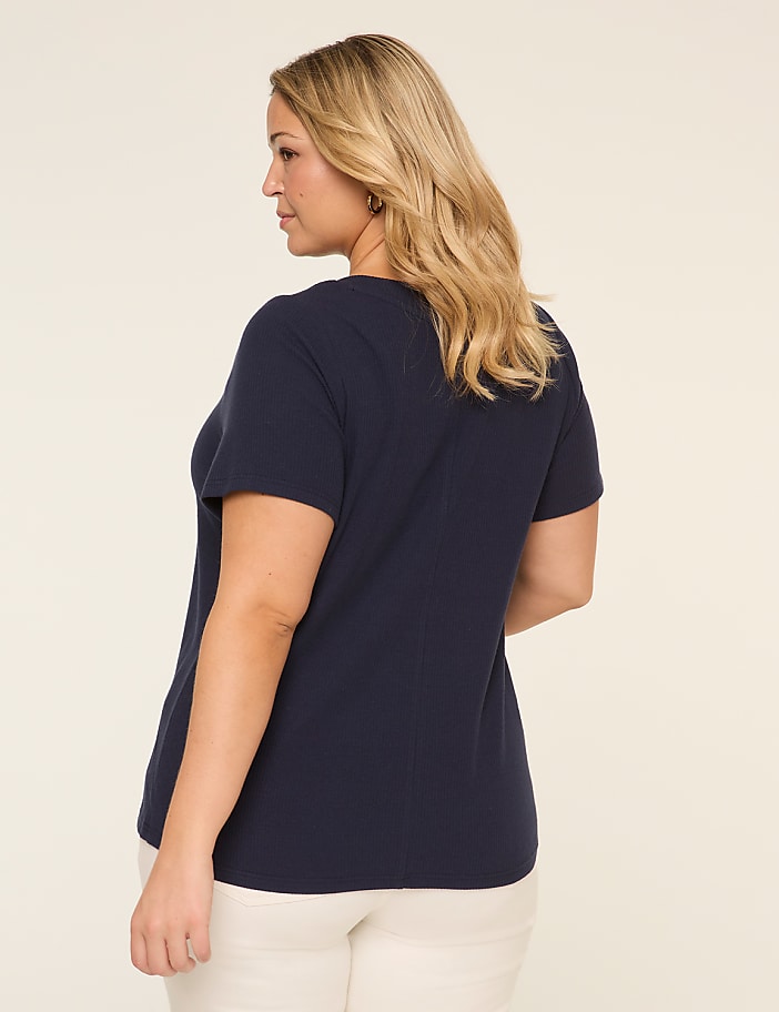 Short-Sleeve V-Notch Neck Top