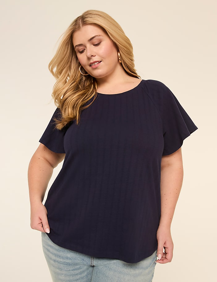 Shirred Flutter-Sleeve Top