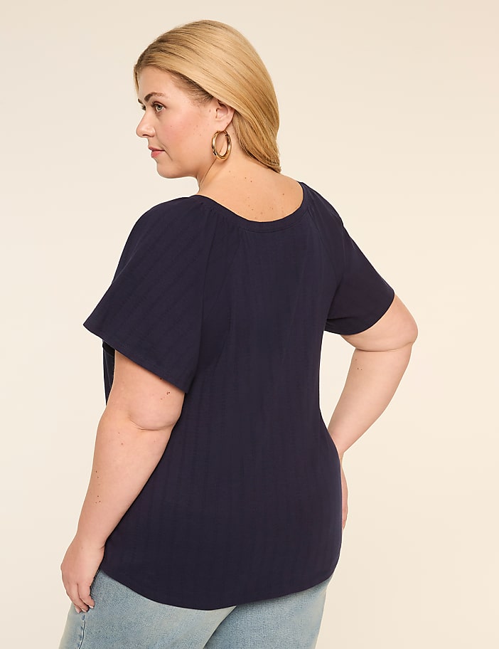 Shirred Flutter-Sleeve Top