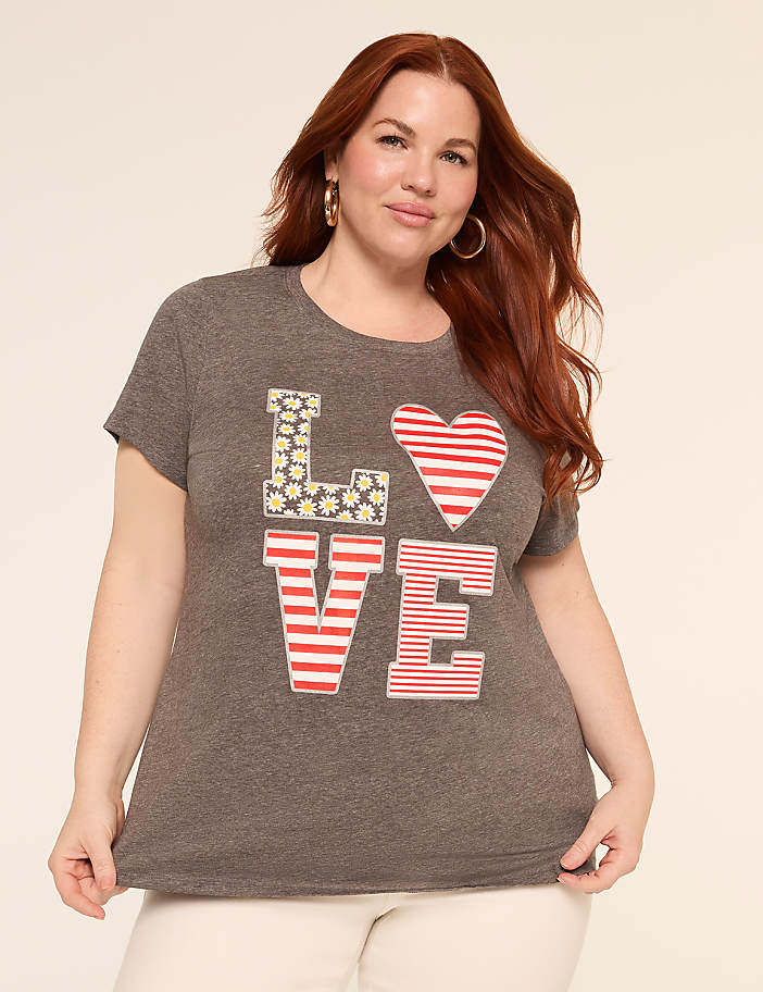 Americana & Floral Love Graphic Tee