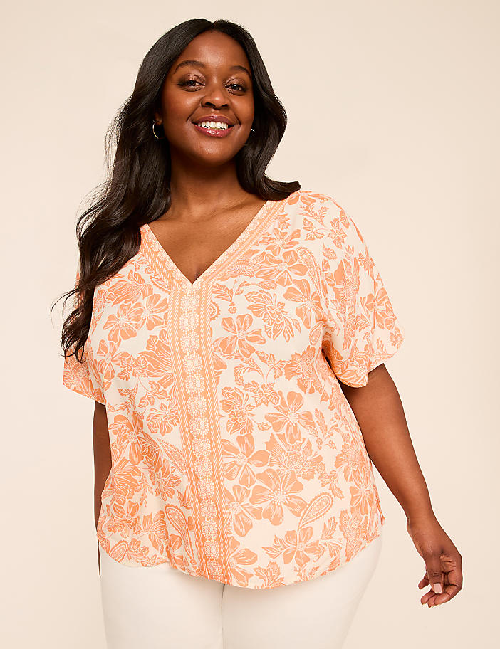 Dolman-Sleeve V-Neck Top