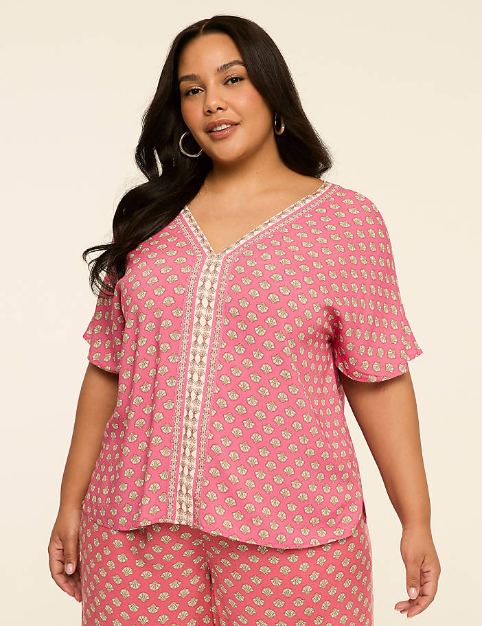Dolman-Sleeve V-Neck Top