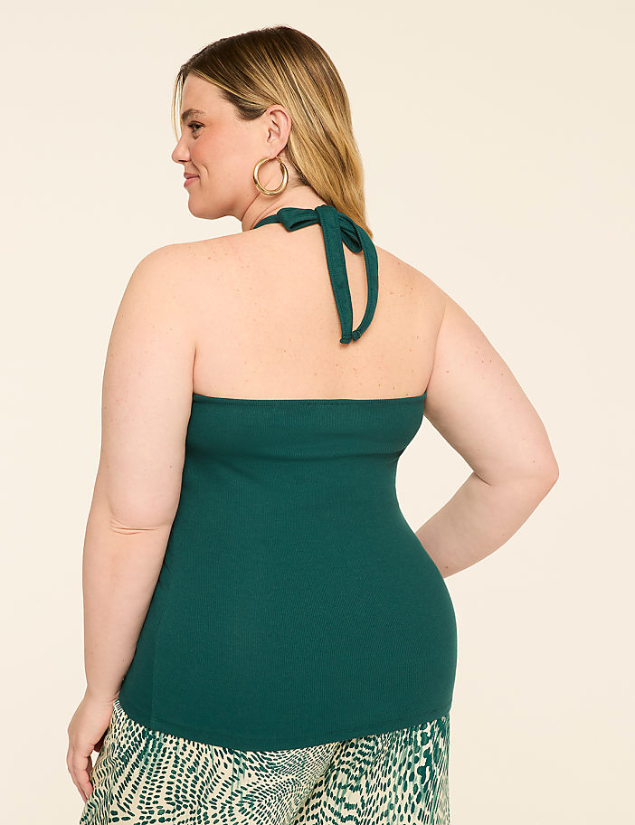 Seashell-Detail Ribbed Halter Top