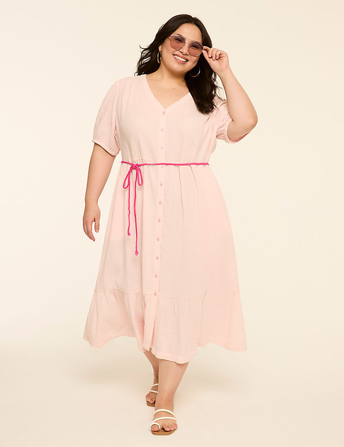 Button-Front Maxi Dress