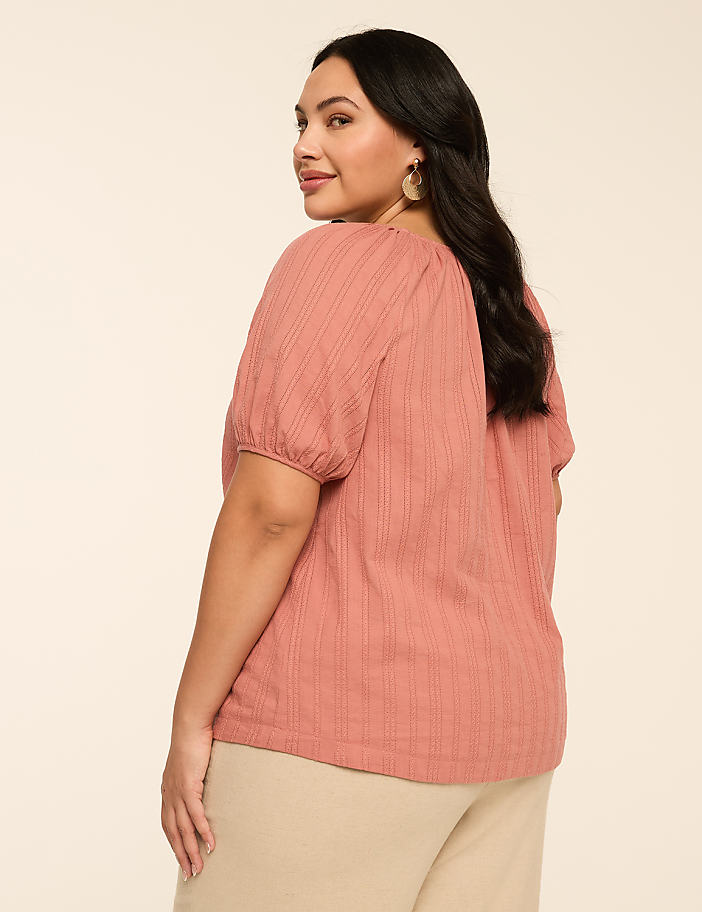 Puff-Sleeve Keyhole Top
