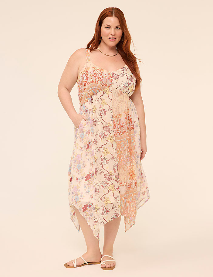 Handkerchief-Hem Midi Dress