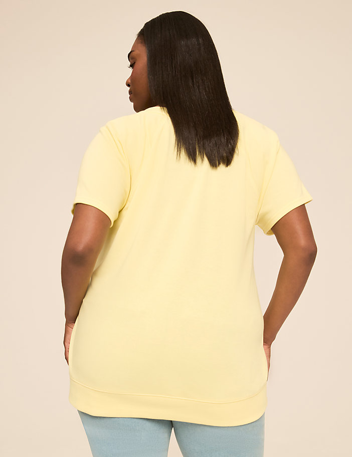 Short-Sleeve Notch-Neck Sweatshirt