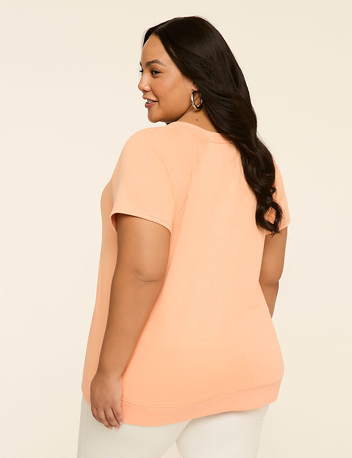 Short-Sleeve Notch-Neck Sweatshirt