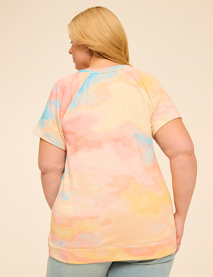 Short-Sleeve Notch-Neck Sweatshirt