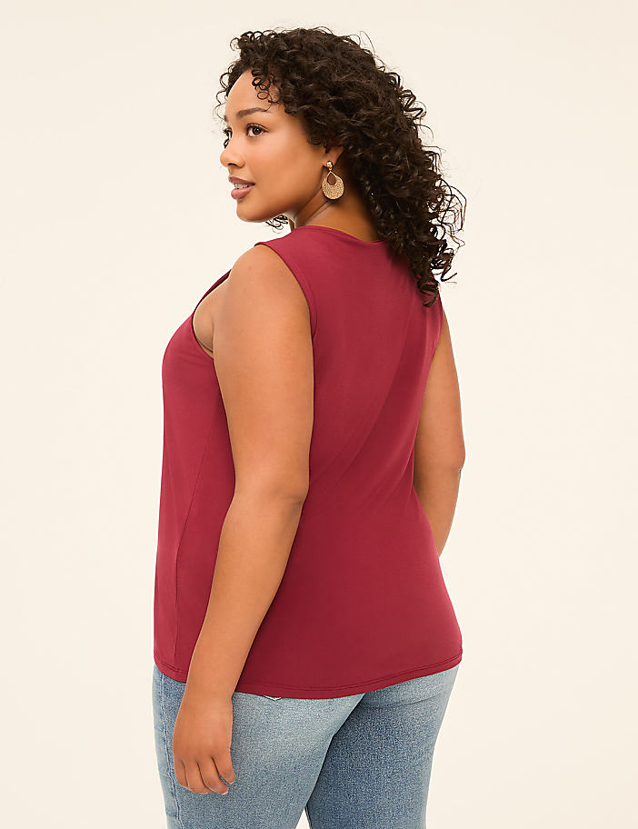 Swing Sleeveless Pleat-Front Top