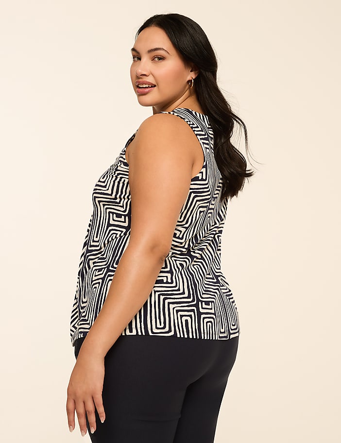 Swing Sleeveless Pleat-Front Top