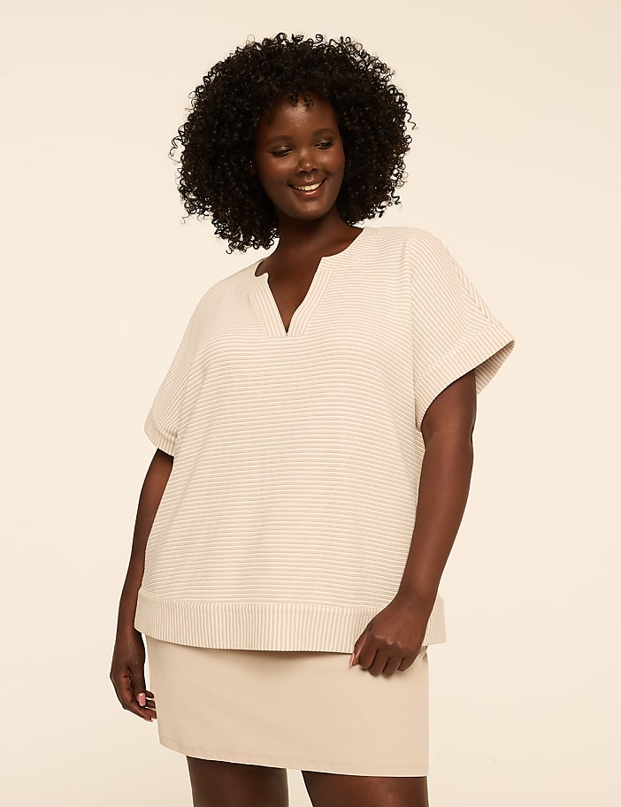 LIVI Textured Notch-Neck Top