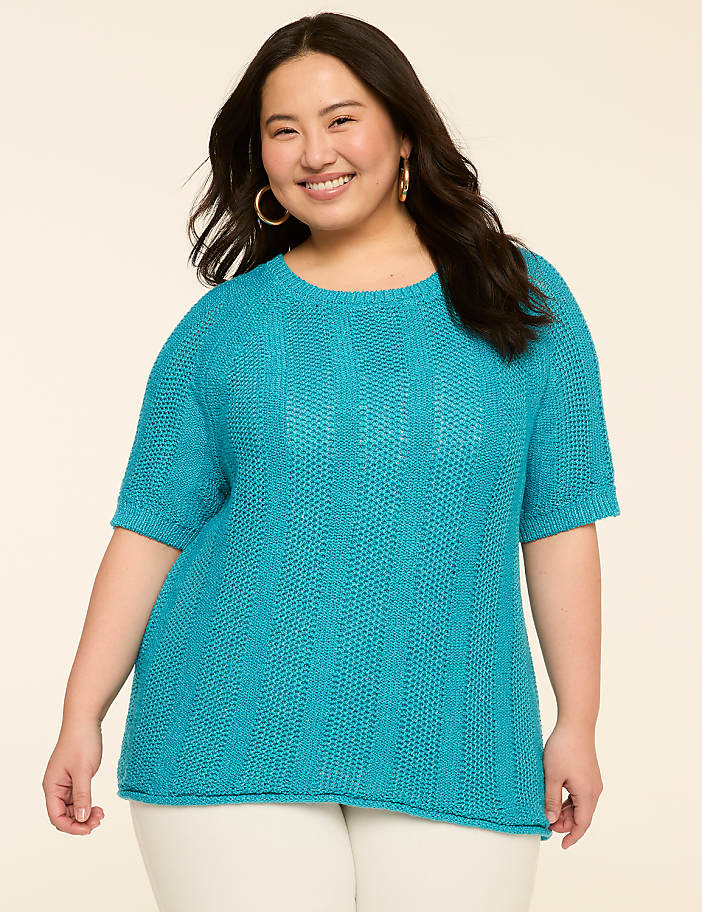 Elbow-Sleeve Pullover Sweater