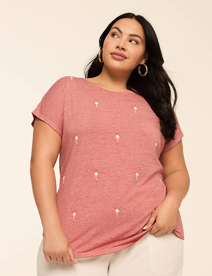 Embroidered Palm Trees Graphic Tee