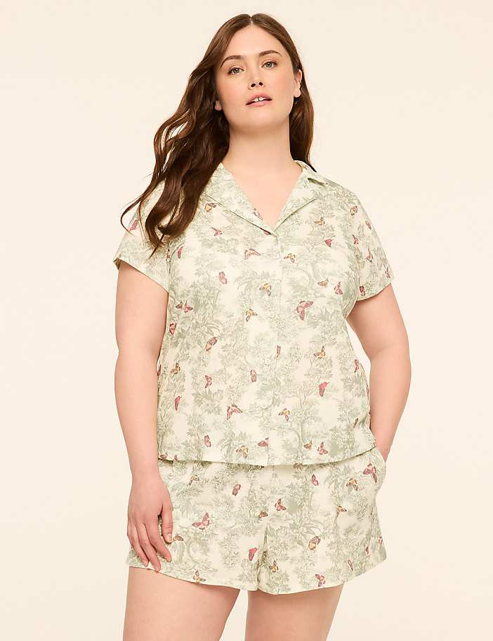 100% Cotton Notch-Neck Top & Short PJ Set