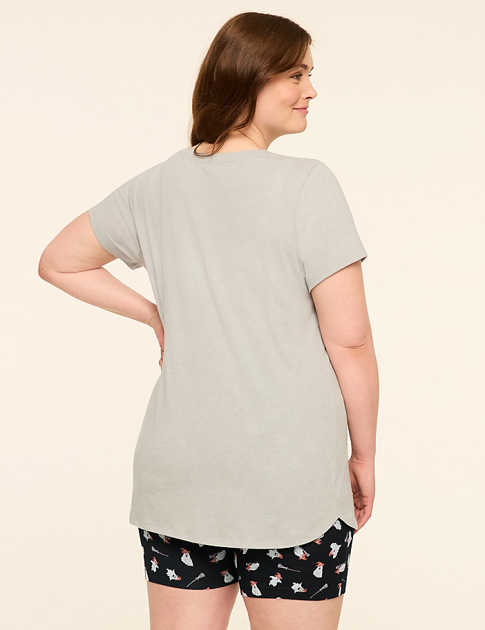 Comfy Cotton V-Neck Tunic Tee & Bike Short PJ Set