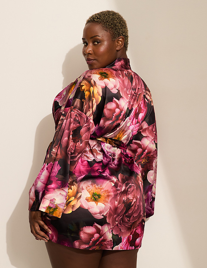 Printed Stretch Satin Robe