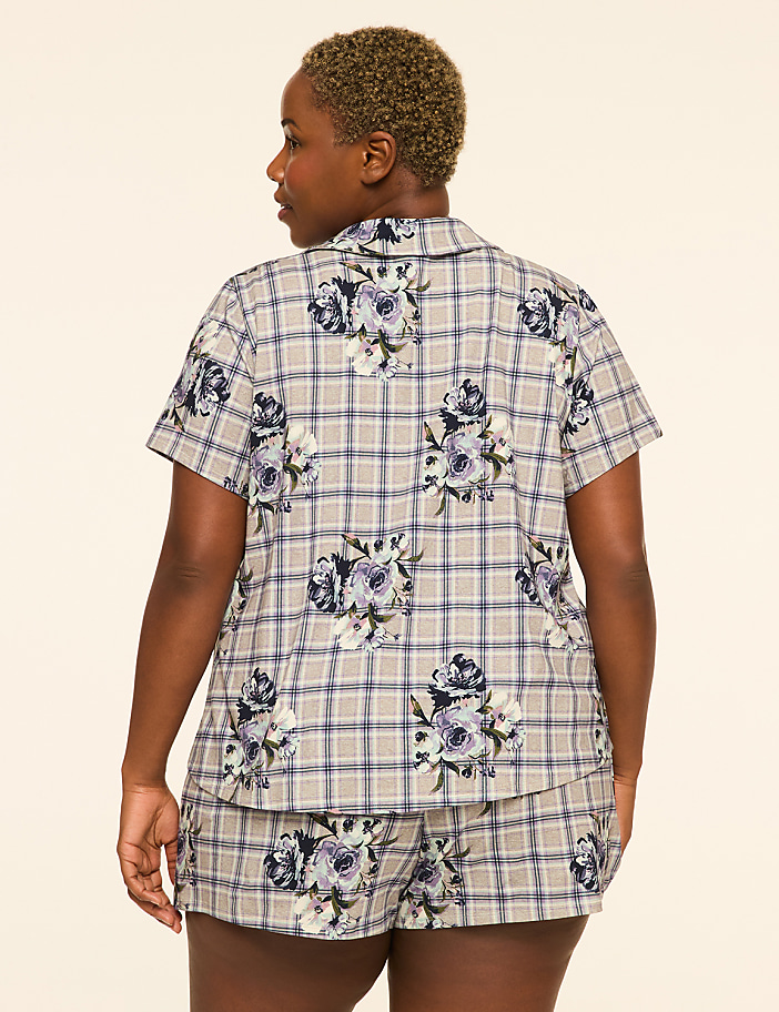 100% Cotton Notch-Neck Top & Short PJ Set