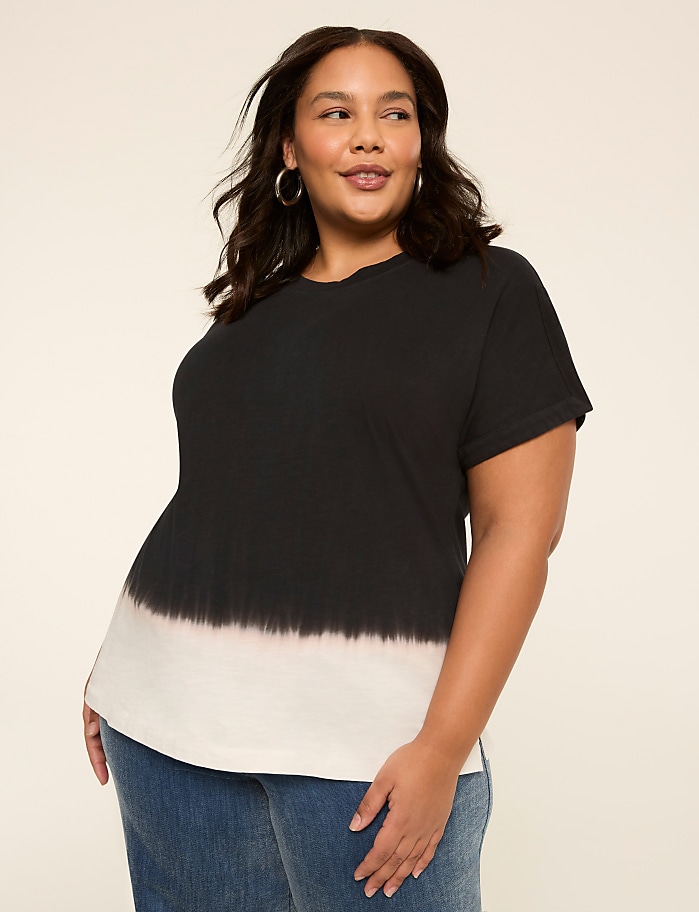 Cutaway-Sleeve Crew-Neck Top