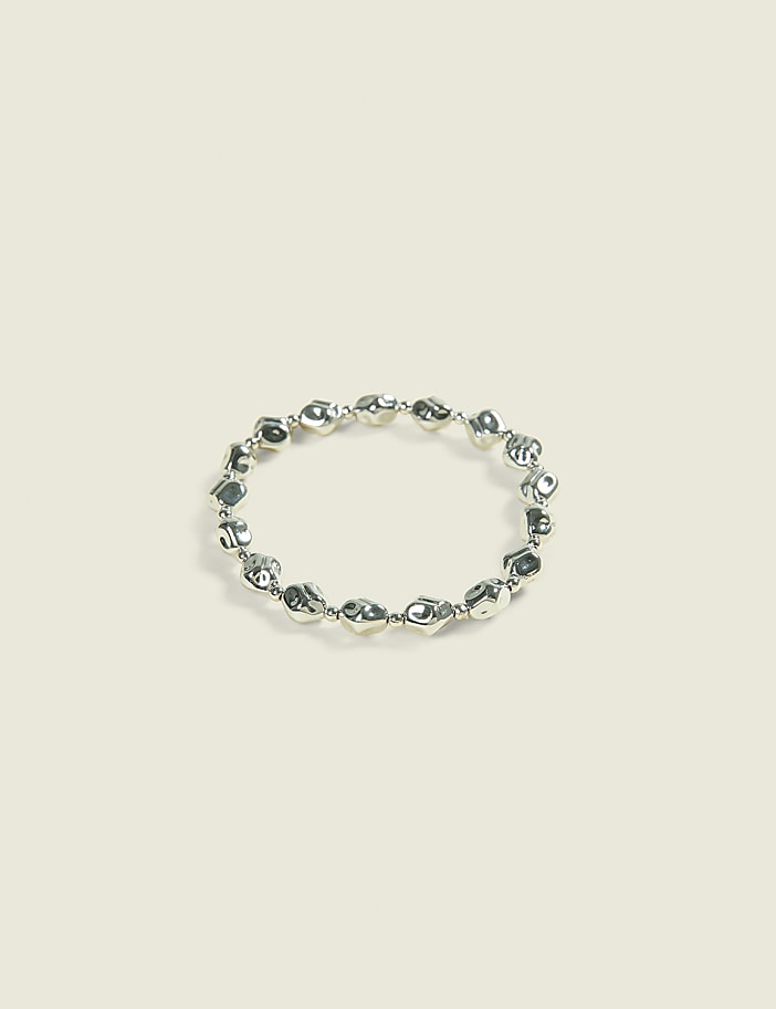 Silvertone Square Stretch Bracelet