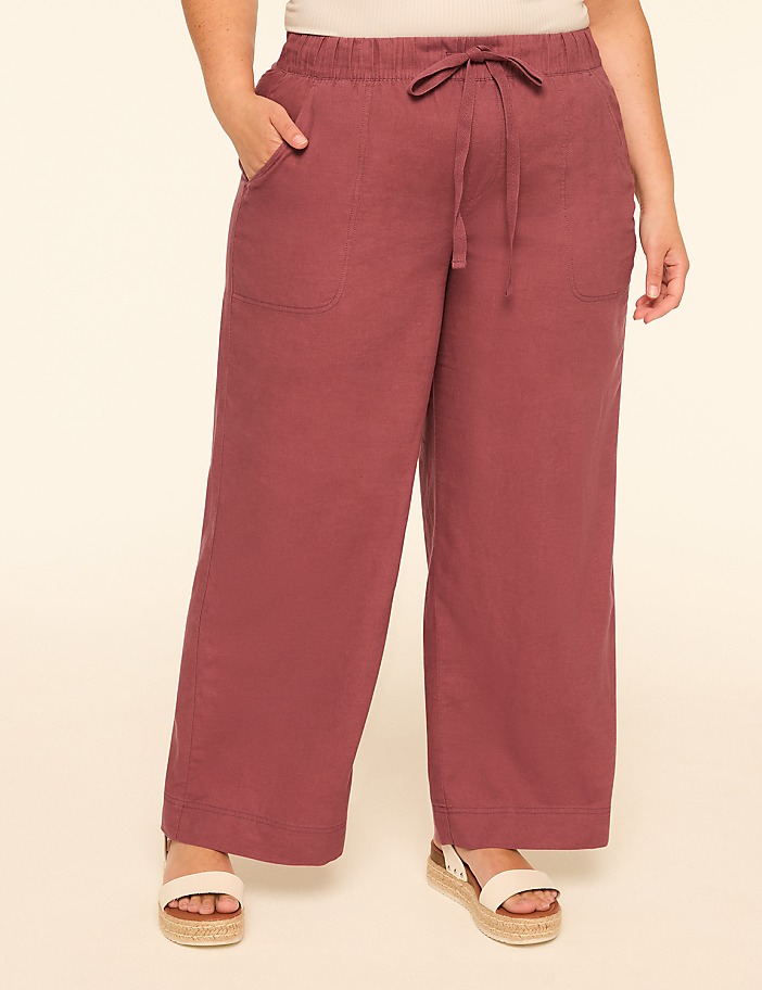 Linen-Blend Wide Leg Pant