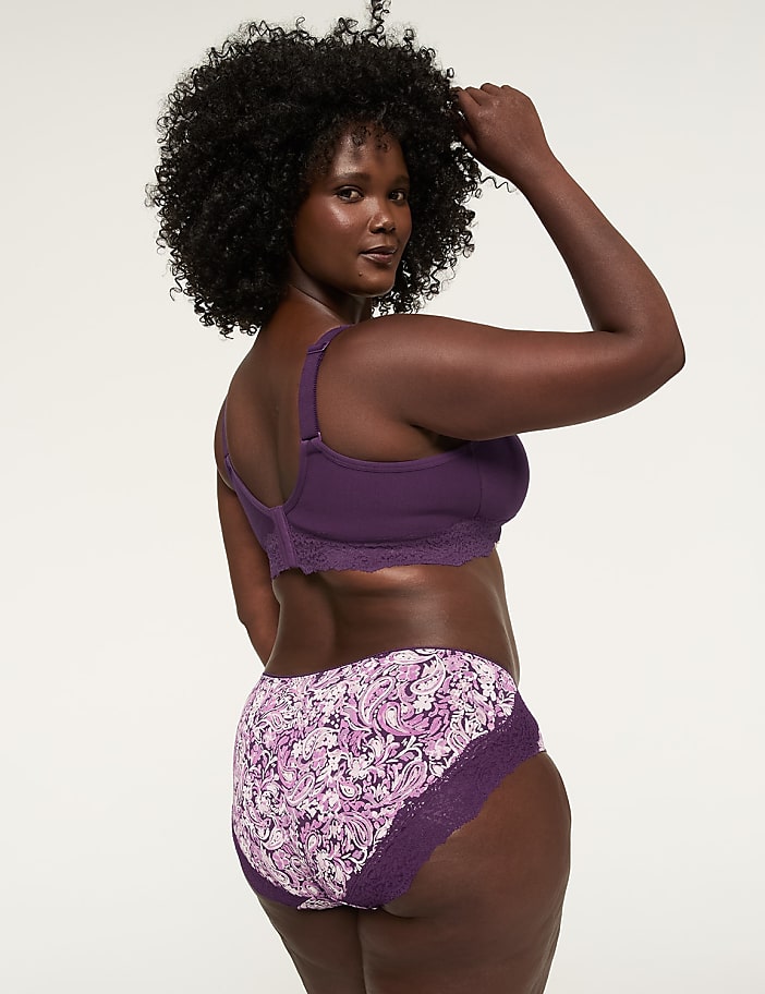 Cotton Hipster Panty with Lace-Trimmed Back