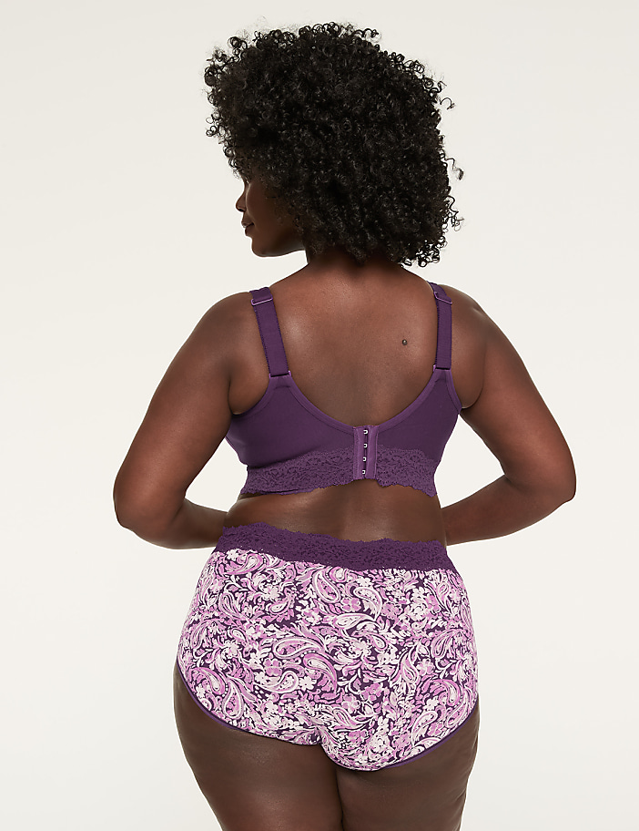 Cotton High-Leg Brief Panty With Lace Waist