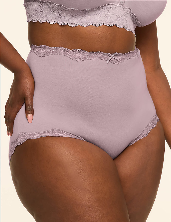 Cotton High-Waist Brief Panty With Lace Trim