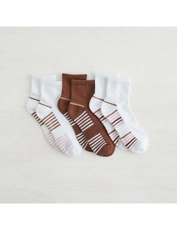Lemon Powder Stripe Quarter Crew Socks