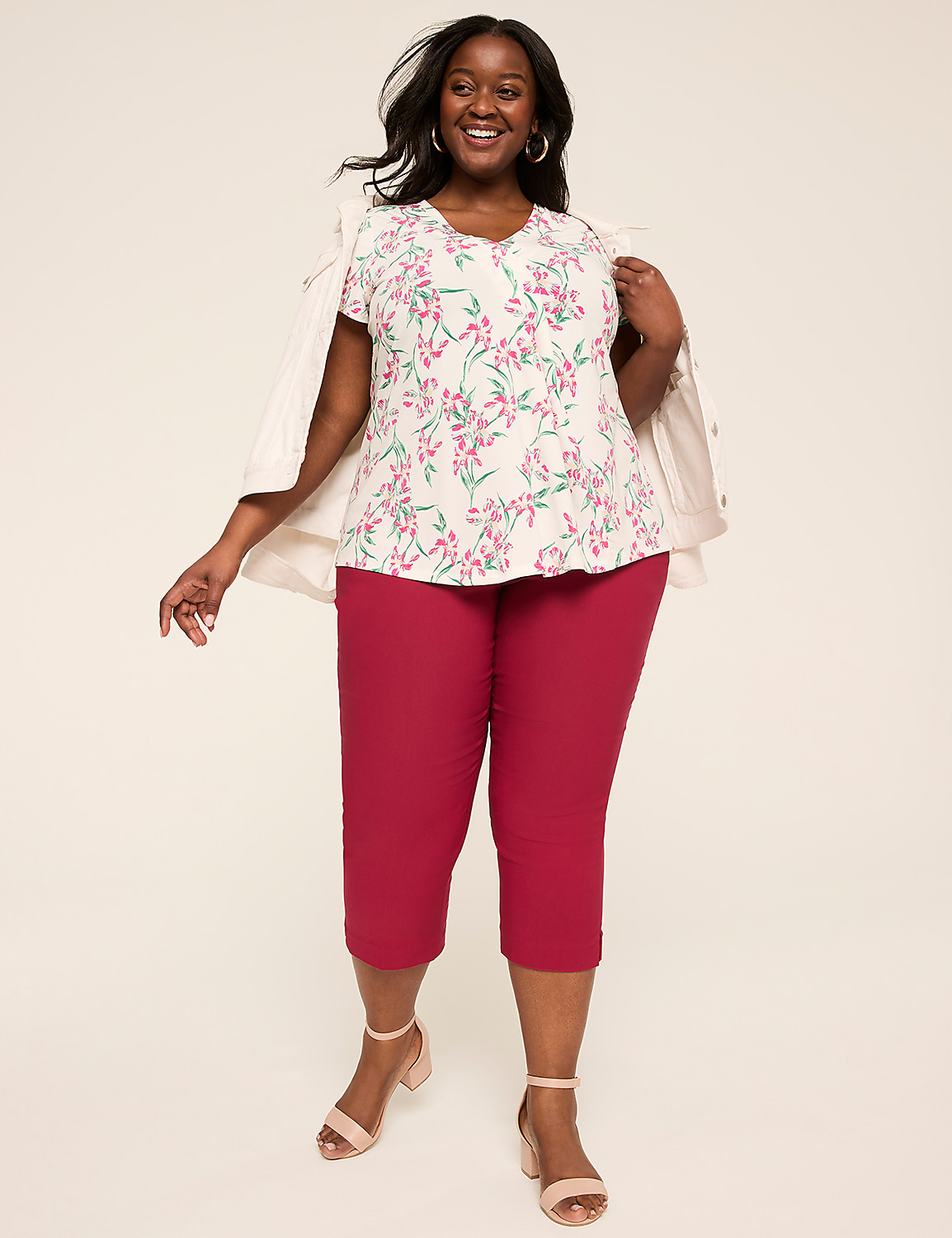 Swing Cap-Sleeve Pleat-Front Top Product Image 3