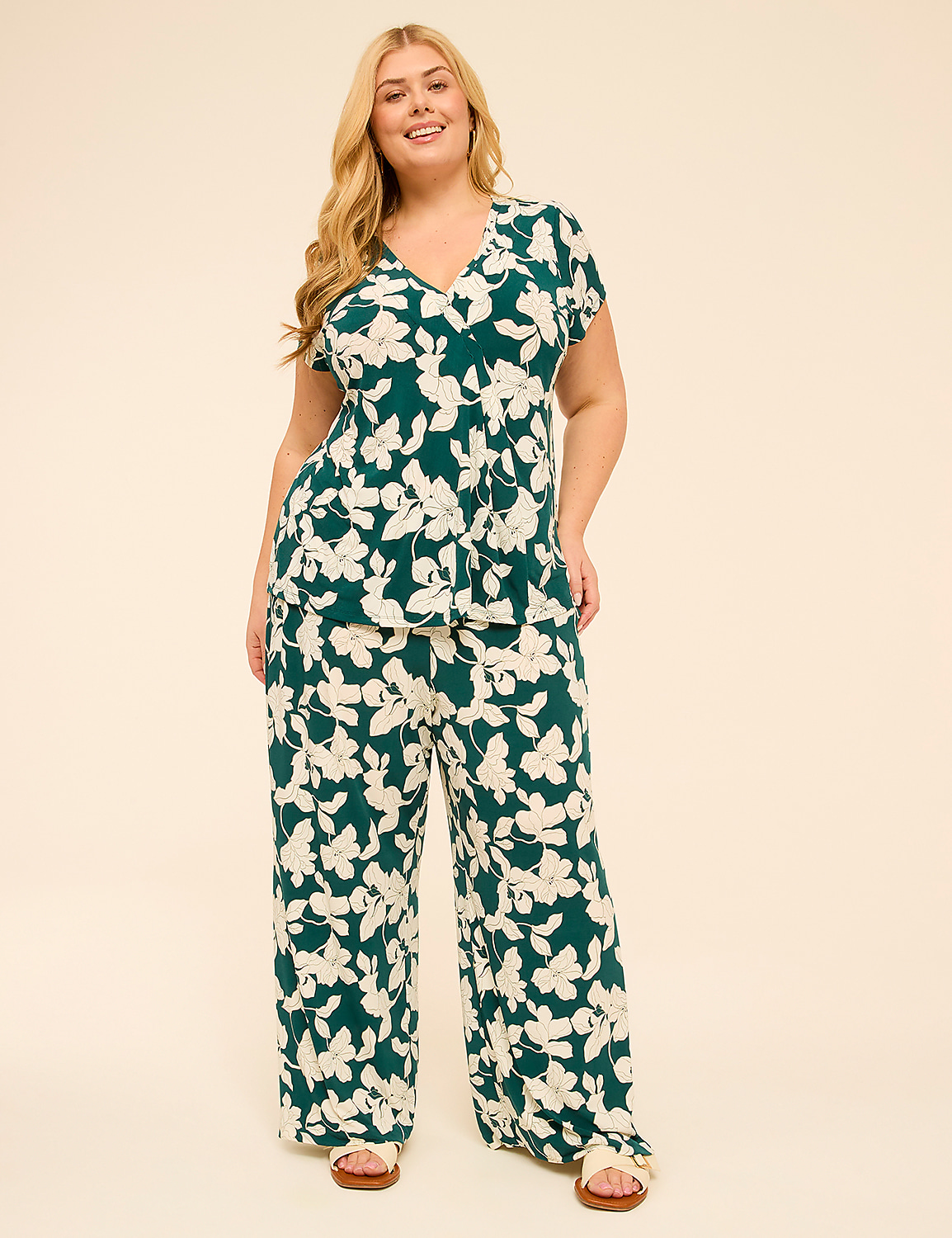 Swing Cap-Sleeve Pleat-Front Top Product Image 4