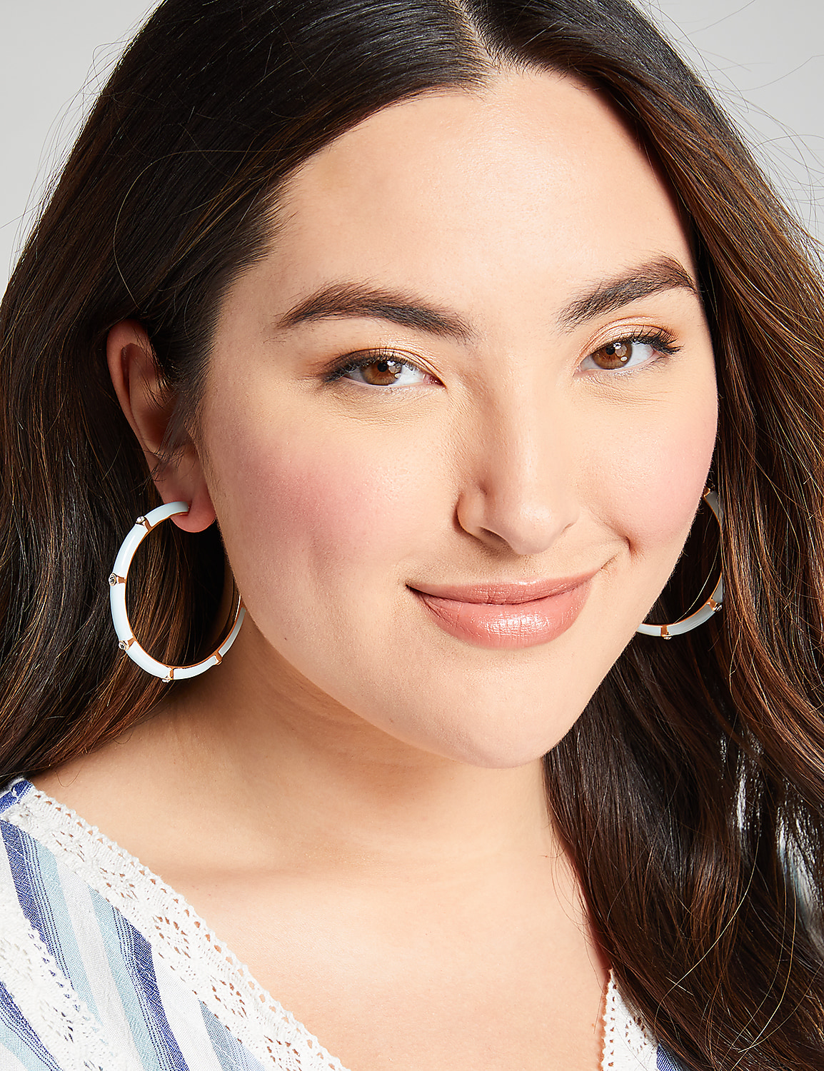 Embellished Enamel Hoop Earrings Product Image 2