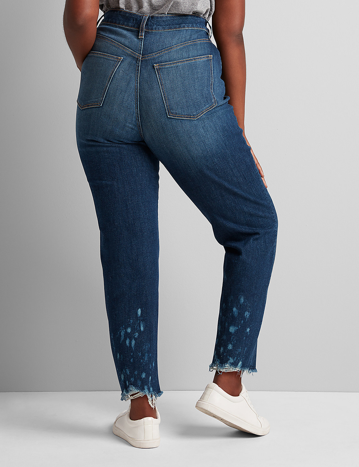 Curvy Fit High-Rise Girlfriend Straight - Bleach-Splattered Dark Wash Product Image 2