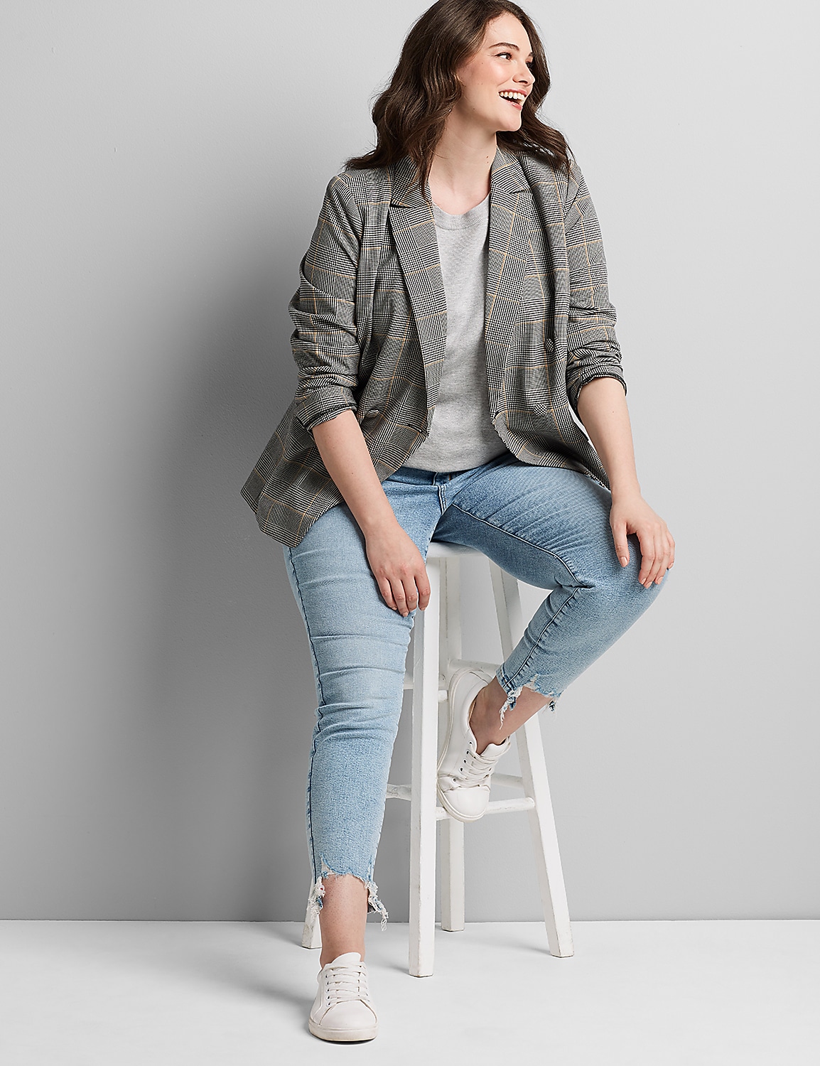 Curvy Fit High-Rise Skinny Jean - Light Wash With Destruction Product Image 3