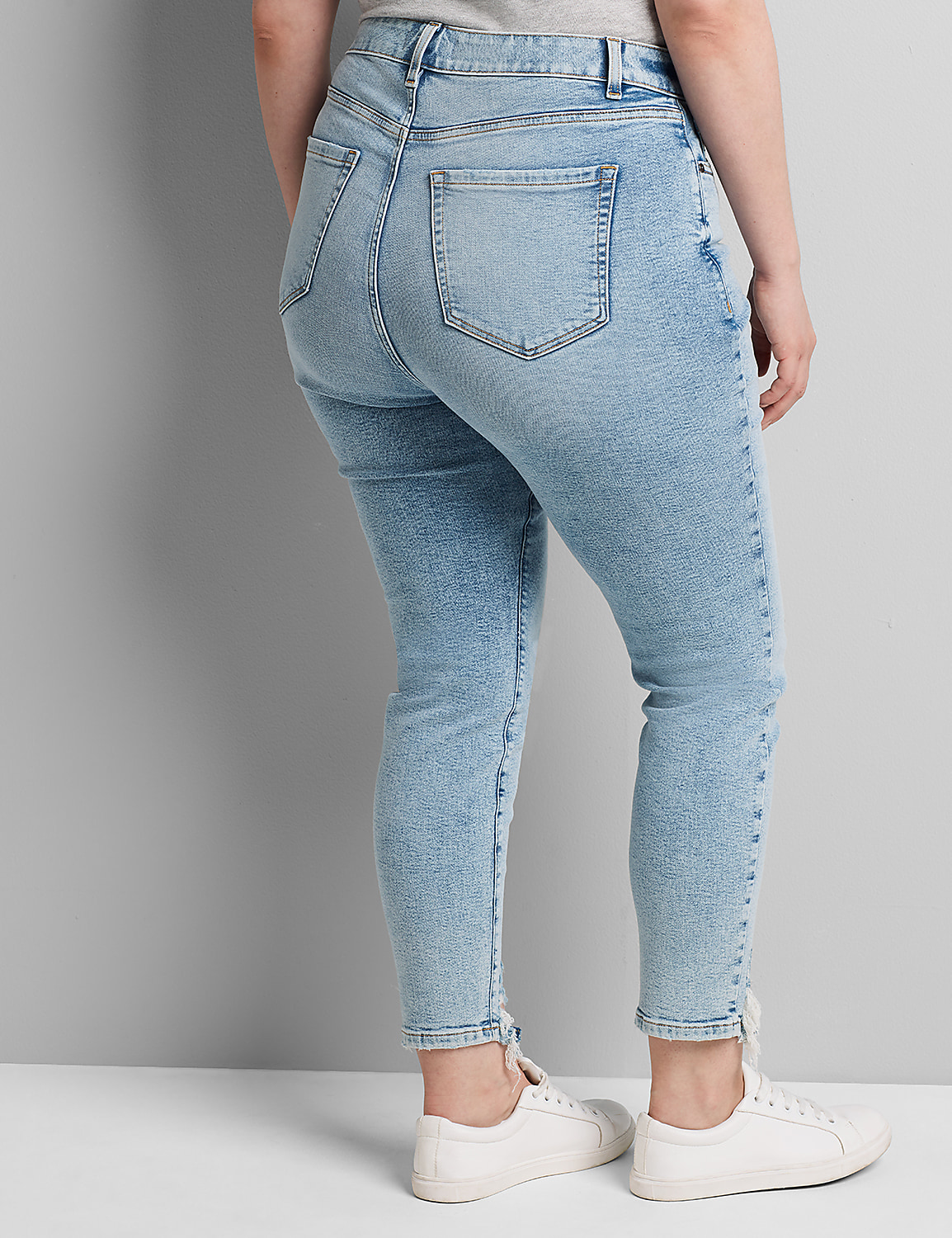 Curvy Fit High-Rise Skinny Jean - Light Wash With Destruction Product Image 2