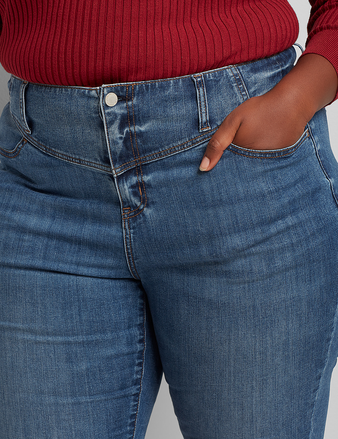 High-Rise 1-Button Jegging - Medium Wash Product Image 4