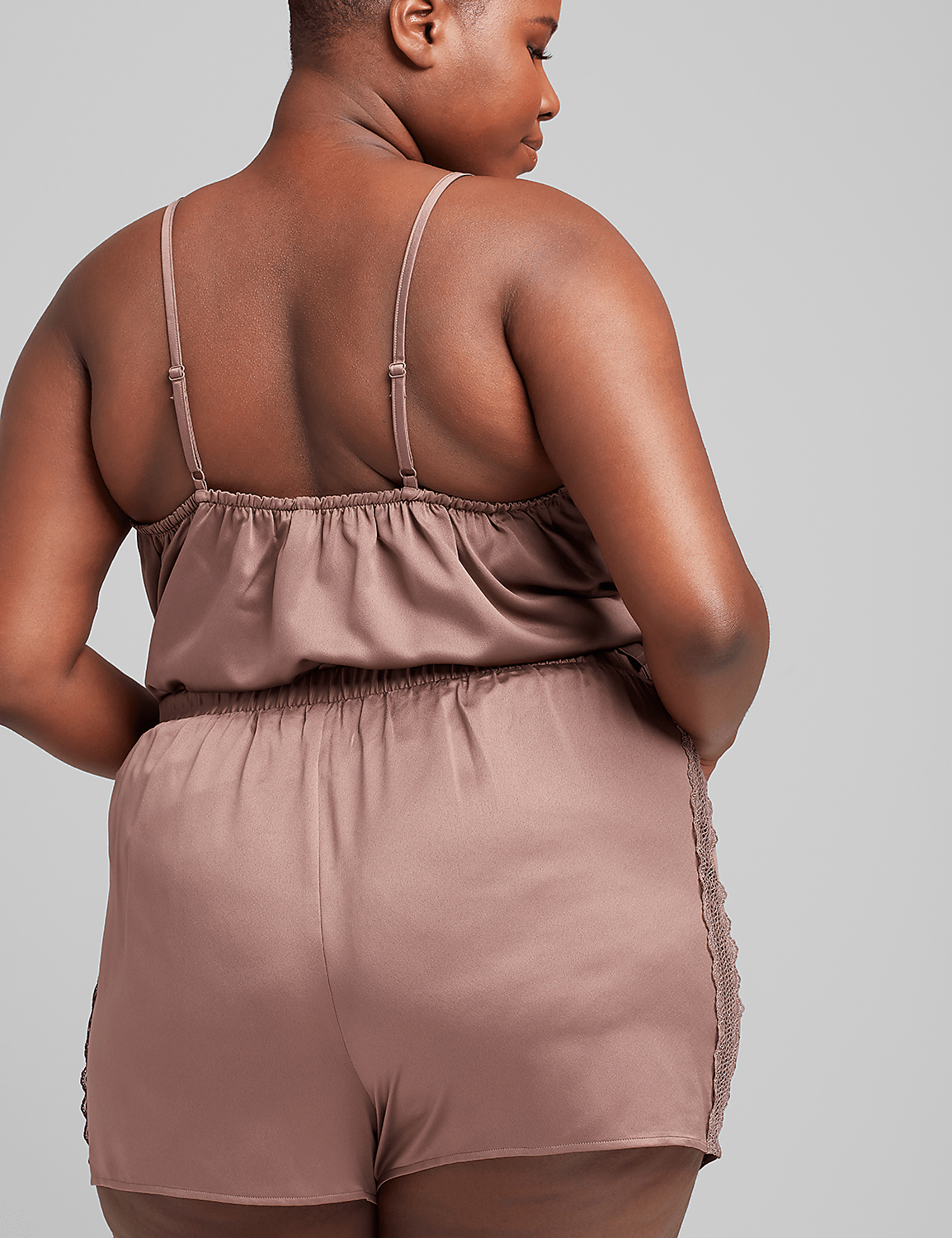 Lace-Trim Satin Sleep Short Product Image 2